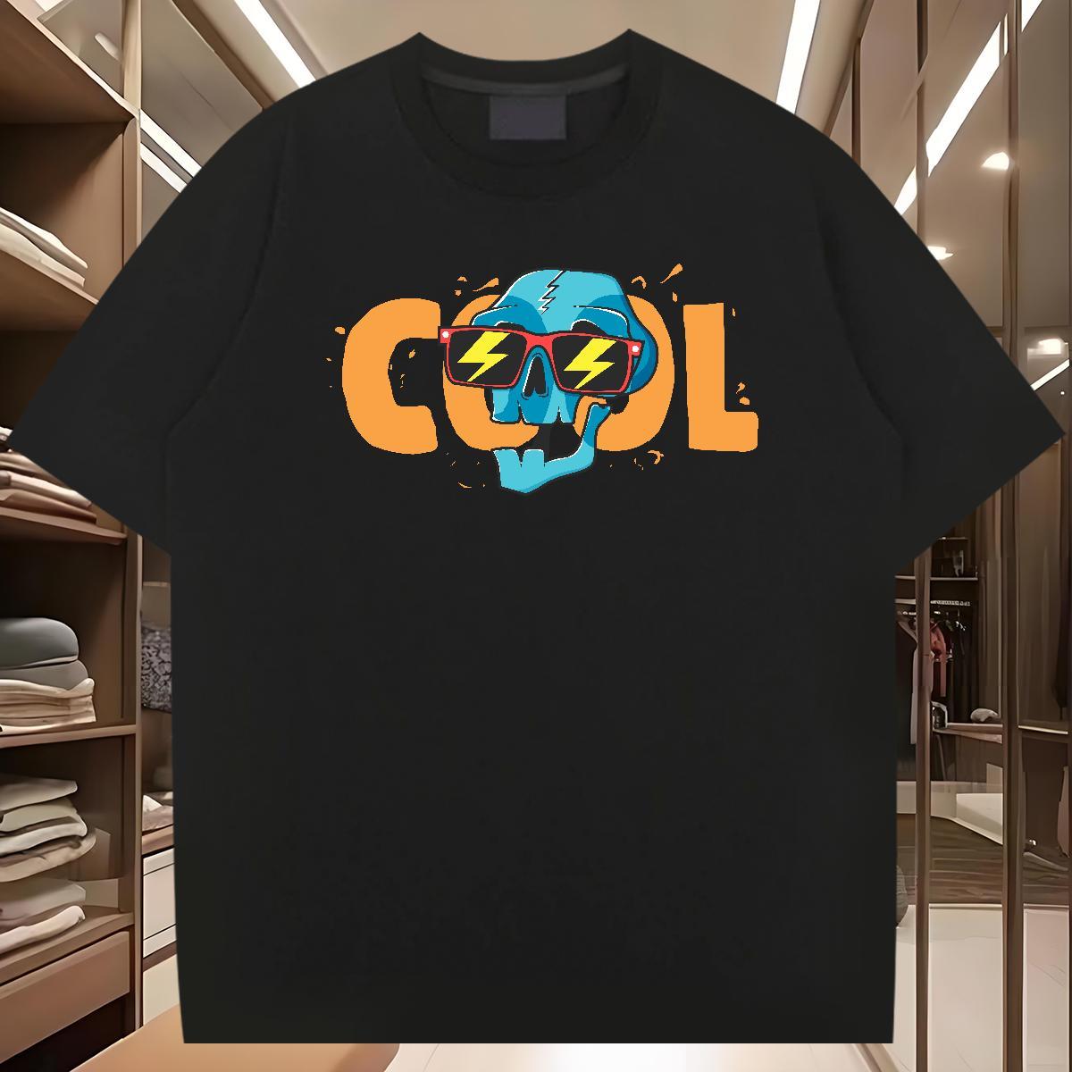Popular Man T Shirts 230g Cotton skull Hip Hop Street Anime Print Breathable Men Tees New Clothings