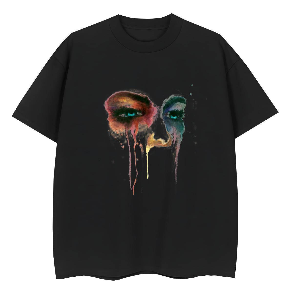 Female Women Tees 100% Cotton 230g painting Hip Hop Street Woman T Shirts Round Neck Short Sleeve DIY Anime Clothes Shirt