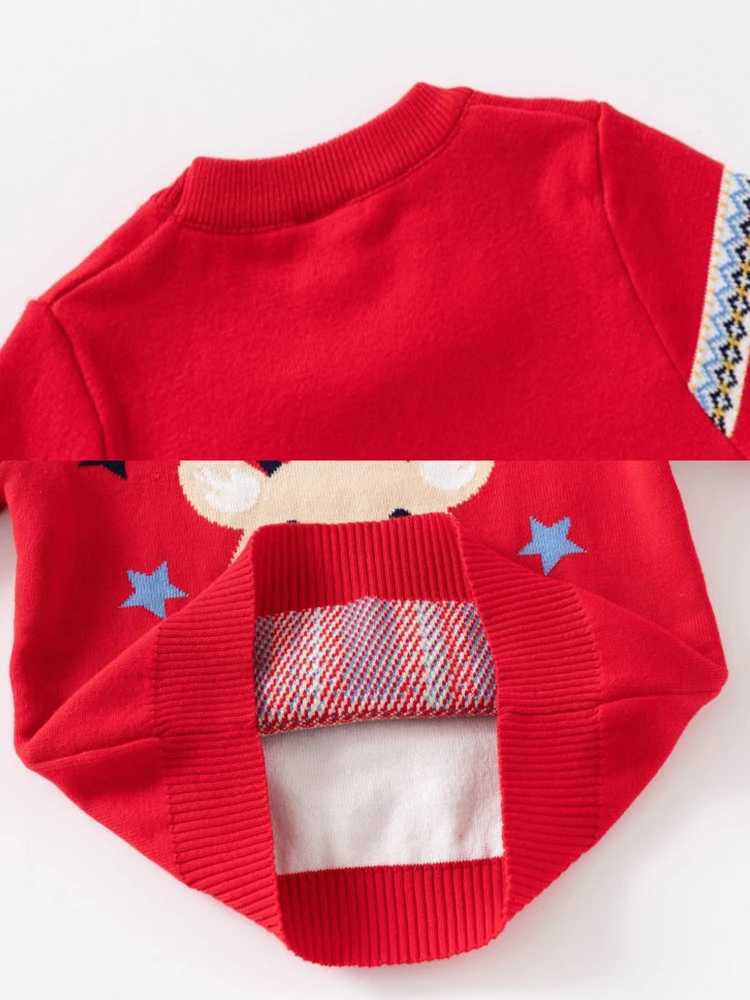 Childrens sweaters with cartoon deer print casual loose zipper knitting childrens girls and boys sweaters Christmas party costumes New Years giftsW240