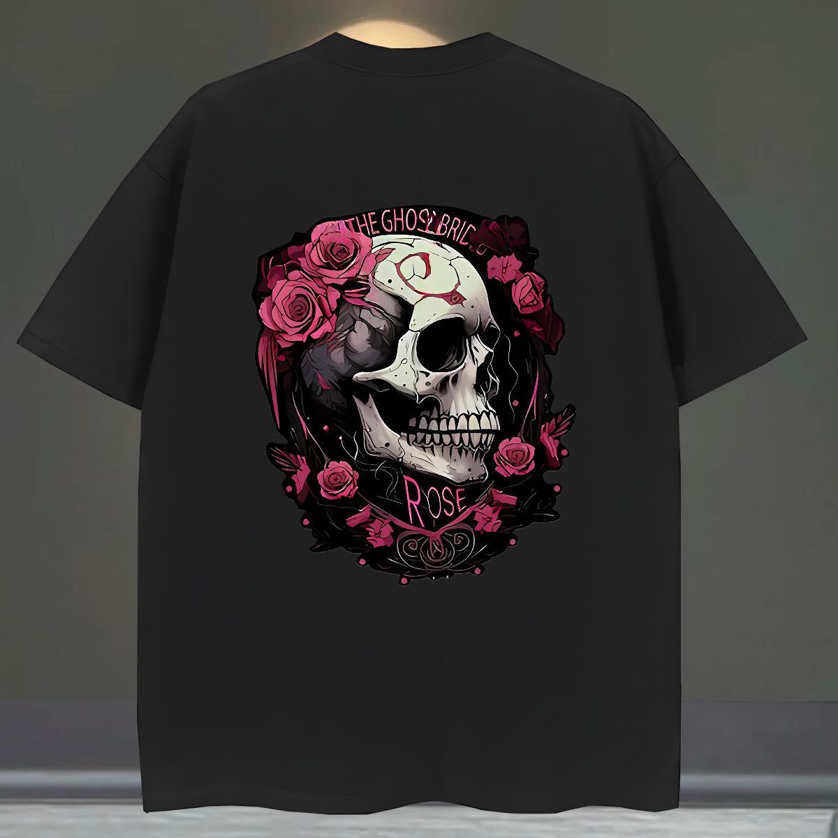 Wholesale T-Shirts 230g Pure Cotton skull Spring Summer DIY Logo Oversized Breathable Crew Neck Couples T Shirts Casual New Tops