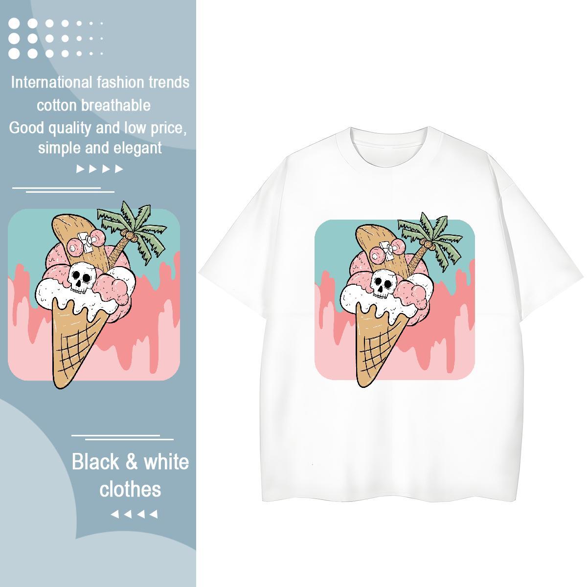 Soft Men T Shirts 230g Pure Cotton Halloween Sport DIY Printed Crew Neck Breathable Men Clothes T-Shirt Fashion New Tops