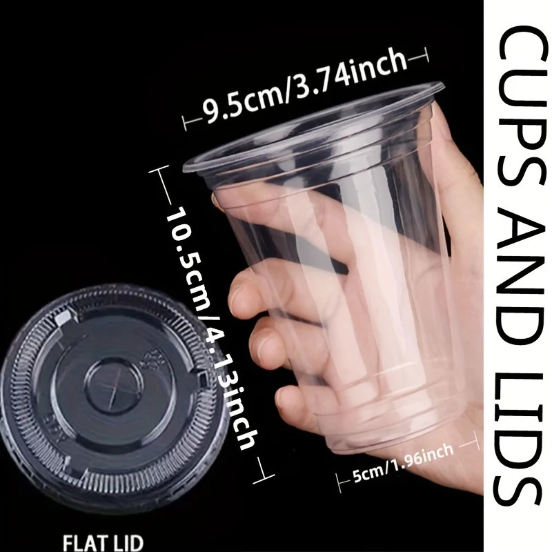 50 sets of 12/16/20OZ plastic cups with lids transparent disposable cups used for party iced coffee smoothies milkshakes and cold drinks 240826