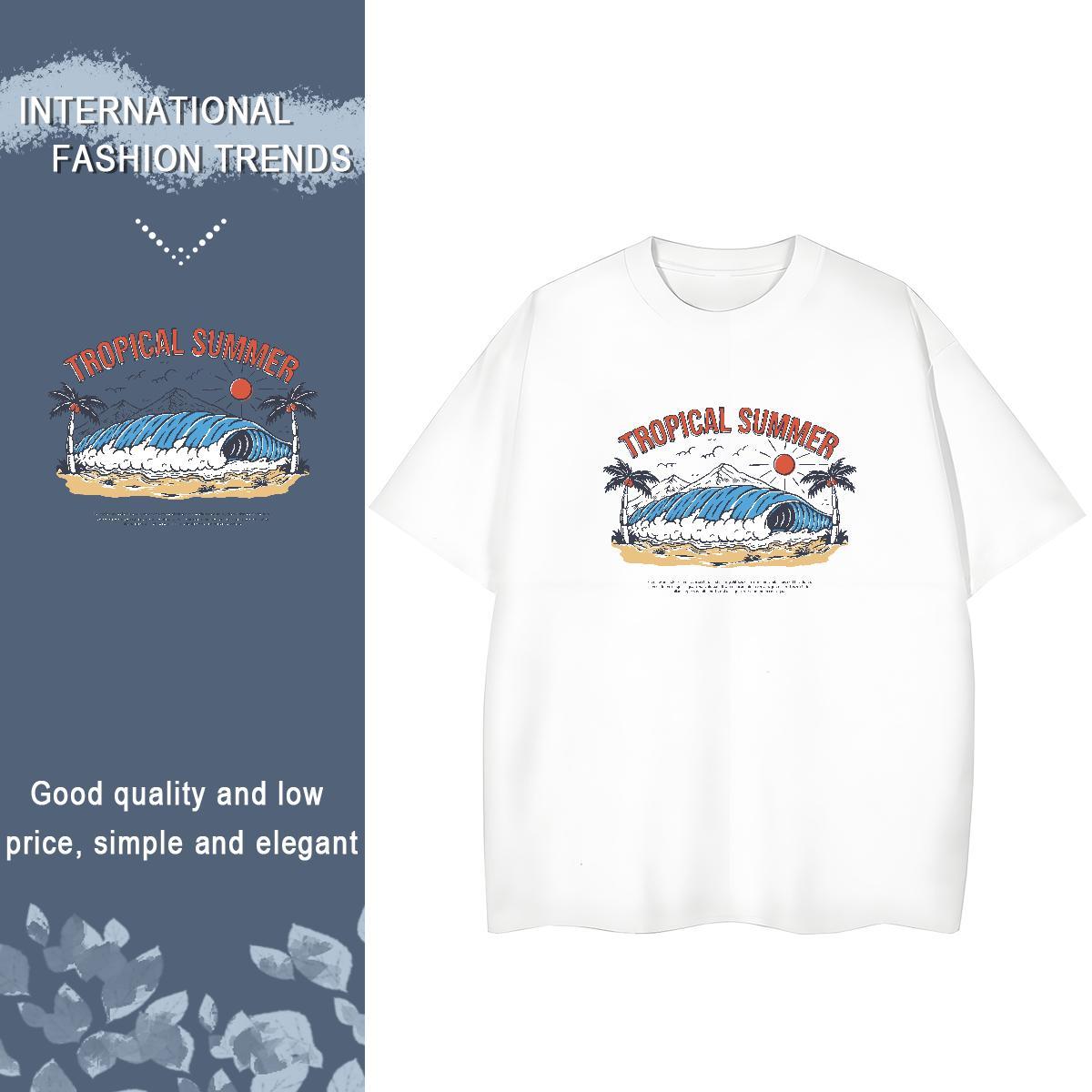 Wholesale Man T Shirts 100% Cotton 230g sea wave Hip Hop Custom Printing Crew Neck Men Clothes T-Shirt Customized Top Tees