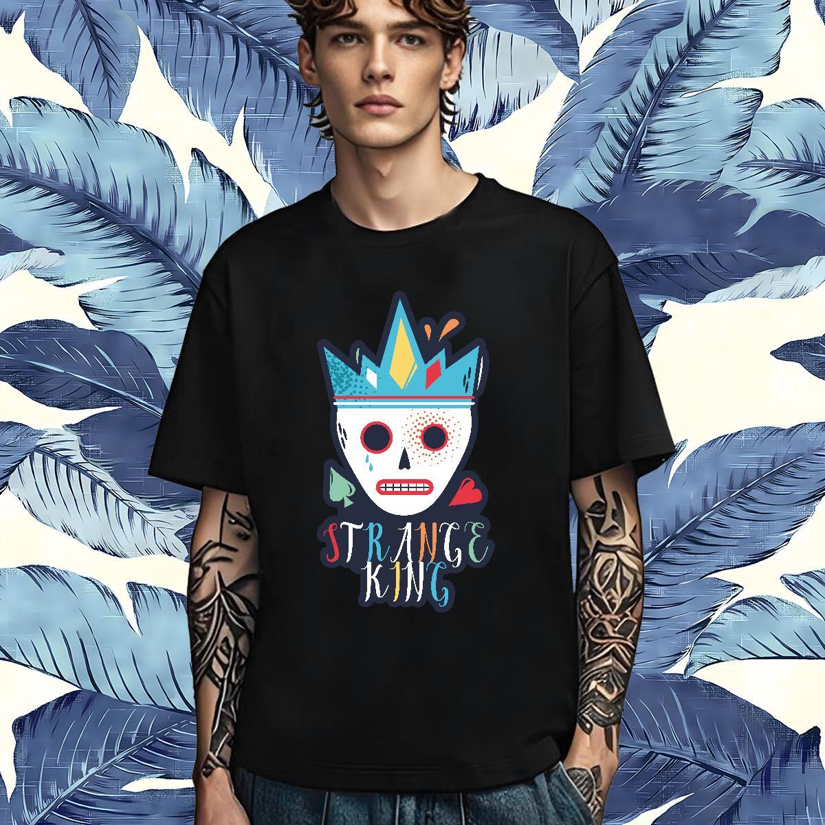 Popular Man T Shirts 230g 100% Cotton skull Daily Outfit Anime O-Neck Short Sleeve Tshirt for Man Woman 2024 Summer Tops