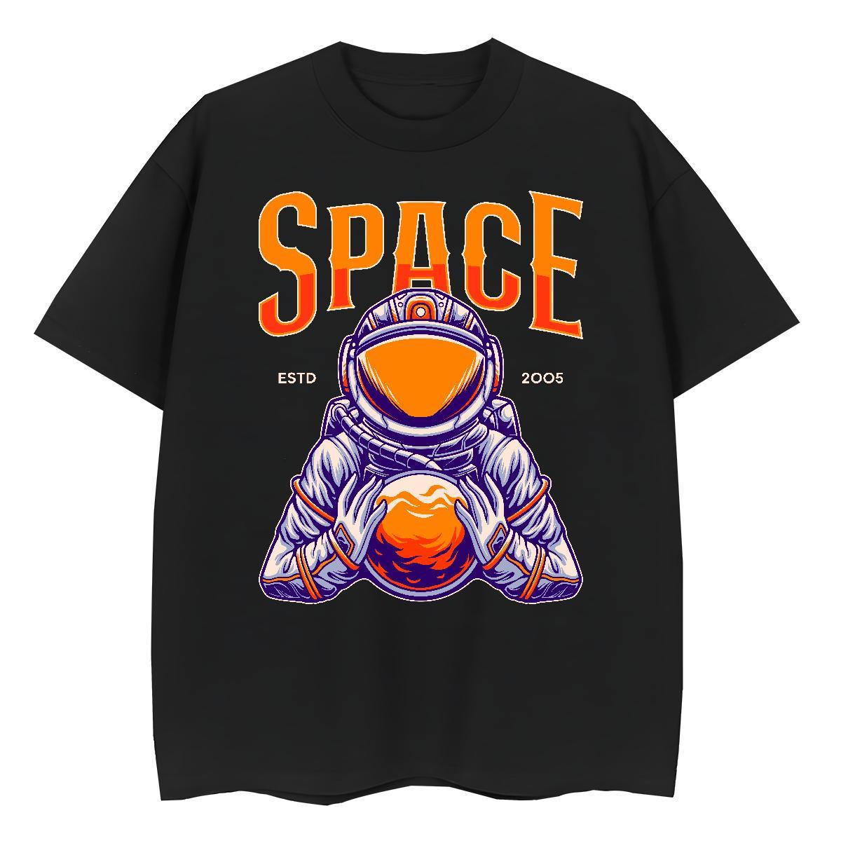 Female Womens Tshirts 100% Cotton 230g cosmonaut Outdoor Womens T Shirts Short sleeve Soft Custom Printed Tee Shirt