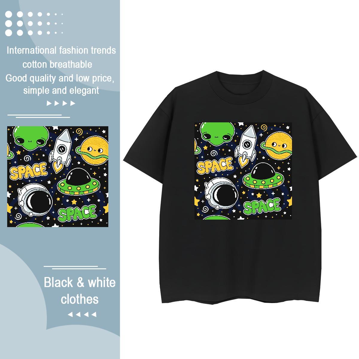 Comfortable Womens Tshirts 230g Cotton universe High Street Hip Hop T Shirt For Woman O-Neck Short Sleeve Custom Cartoon Tees Shirts