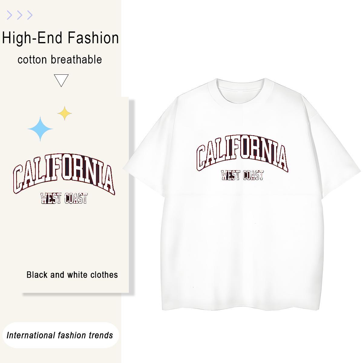 Brand T Shirts Men 100% Cotton 230g letter High Street Hip Hop Cartoon Printing L-4XL Breathable Crew Neck Couples T Shirts Classic Casual Wear