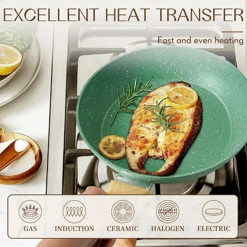 Innerwell Home Kitchen 8/9.5/11 Inch Nonstick Frying Pan Skillet Egg Pot Non Toxic Healthy Stone Cookware Compatible All Stoves 240826