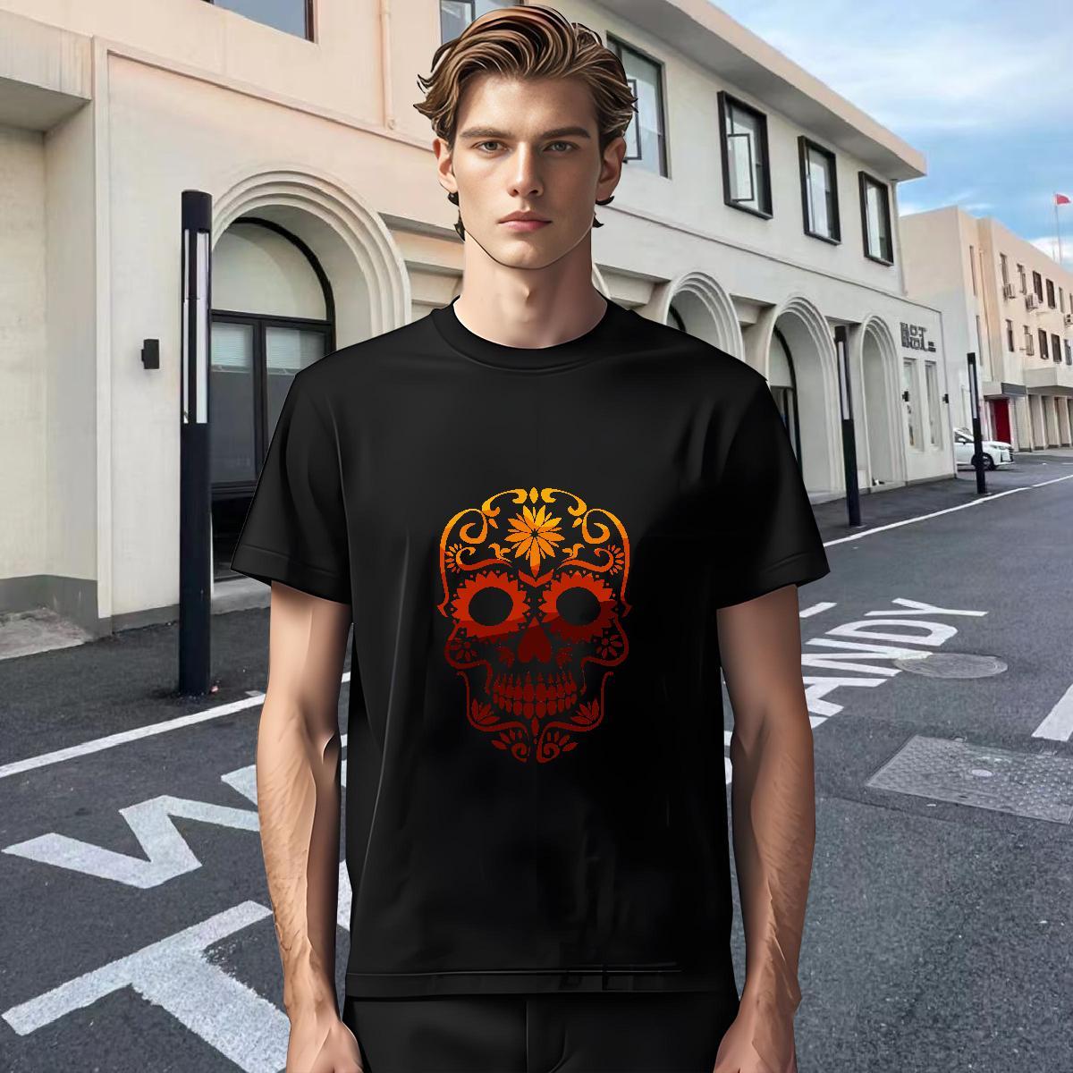 Free Shipping T-Shirts for Men 100% Cotton 230g skull Summer Casual DIY Anime Breathable Crew Neck Men Tops Tees Stylist Tee Shirt