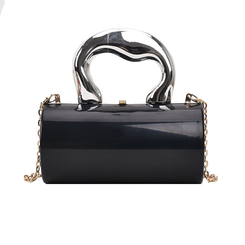 In 2024 The New Fashion Classic Solid Color Mirror Acrylic Box-Type Bag With Personalized Handle Handbag Is Suitable For Traveling And Shopping