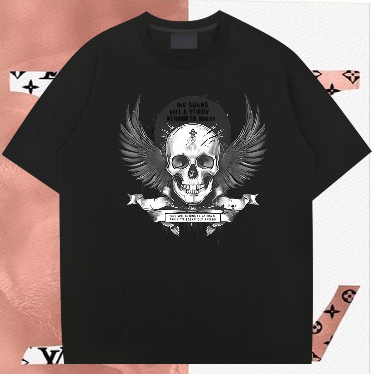 TOP Quality T-Shirts for Men 230g Pure Cotton wing Hip Hop Asian Size O Neck Short Sleeves Couples T Shirts Fashion Casual Clothes