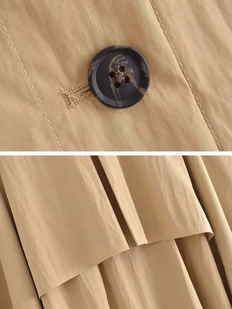 Korean style Womens Single breasted poncho for women Khaki Spring autumn clock Vintage cape Short coat INKEO 3O148 240824