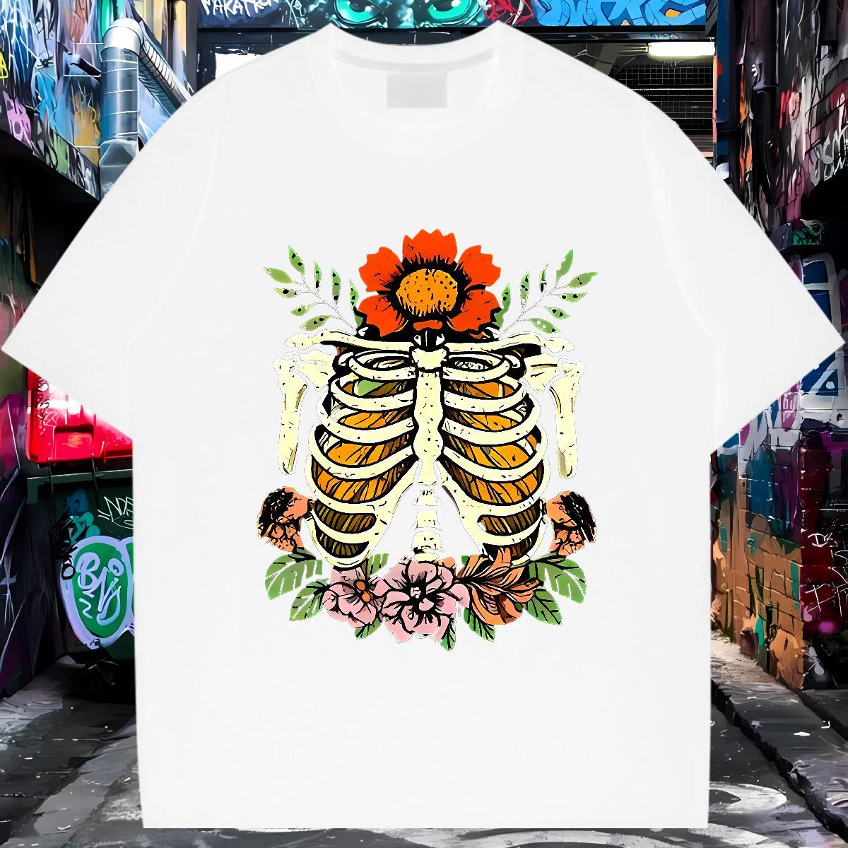 Designer T-Shirts for Men 100% Cotton 230g skull Beach Anime Pure Cotton Tshirts New Clothes