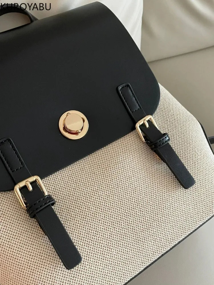 Patchwork Leather Backpack for Women Fashion Female Travel Bagpack School Bags Bolsos Para Mujeres Tendencia 240824