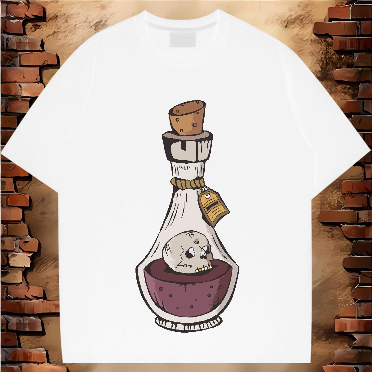 Cool T-Shirts 100% Cotton 230g bottle Street Wear DIY O Neck Short Sleeves Couples T Shirts 2024 New Top Tees