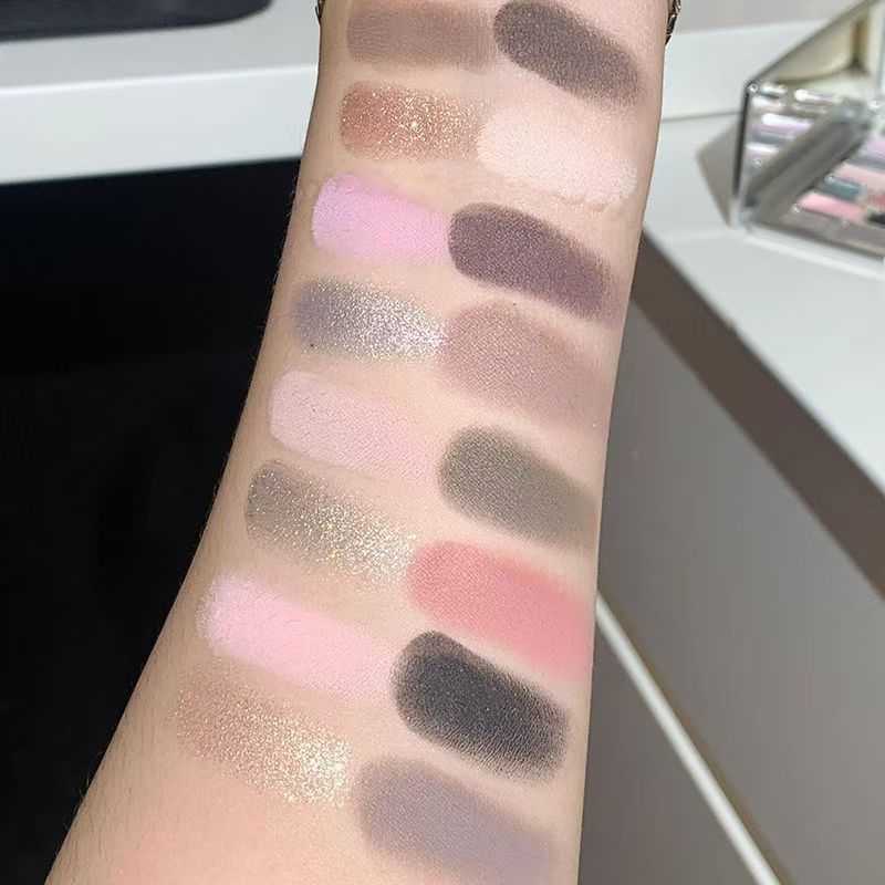 Cool Rose Pink Brown Broken Dia ~ Steal Heart 16 Color Eyeshadow Matte Pearl Glitter Cos Play Makeup Cement Tray Daily W240826