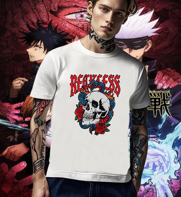 Classic T Shirts Men 230g 100% Cotton skull Sports Casual DIY Printed O Neck Short Sleeves Tshirts Brand Tee Shirt