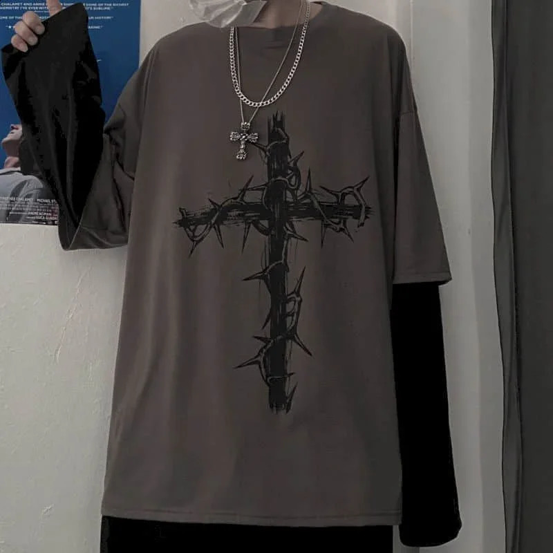 Mens T-shirts autumn mens clothing anime casual long sleeves oversized Y2K T-shirts Harajuku streetwear academic hip-hop T-shirts 240826