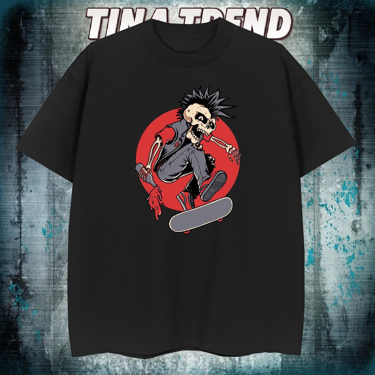 High Quality T Shirt For Man 230g Cotton skull Street Casual Customized Print Breathable Soft Men Tshirts DIY Customized Clothes