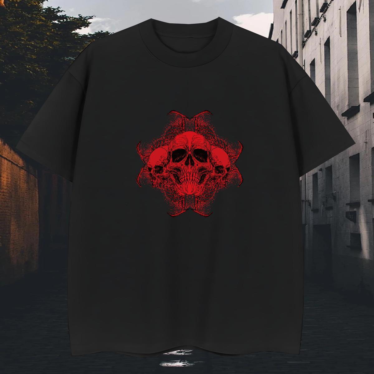 Loose Men T Shirts 230g Cotton skull Sports Casual White Plus Size Breathable Crew Neck Men Clothes T-Shirt Factory Direct Tshirts