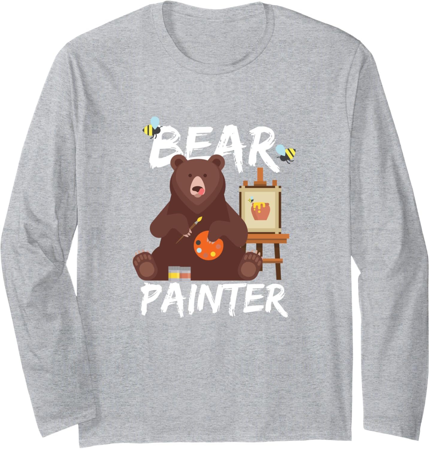 Long Sleeve Shirts for Men sweatshirt Bear Paint Colorful Pictures Art Lover Funny Gift Long Sleeve Tee Streetwear Casual tops