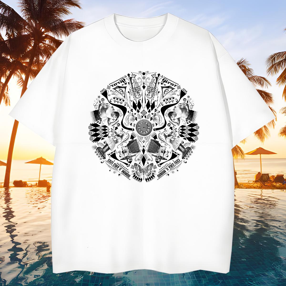 Unisex Men T Shirts 100% Cotton 230g eye of the devil Daily Outfit Skull Breathable Short Sleeve Couples T Shirts Fashion Casual Tshirts
