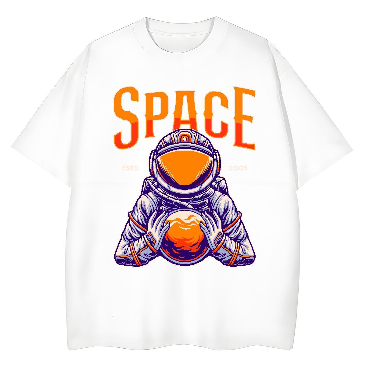 Female Womens Tshirts 100% Cotton 230g cosmonaut Outdoor Womens T Shirts Short sleeve Soft Custom Printed Tee Shirt