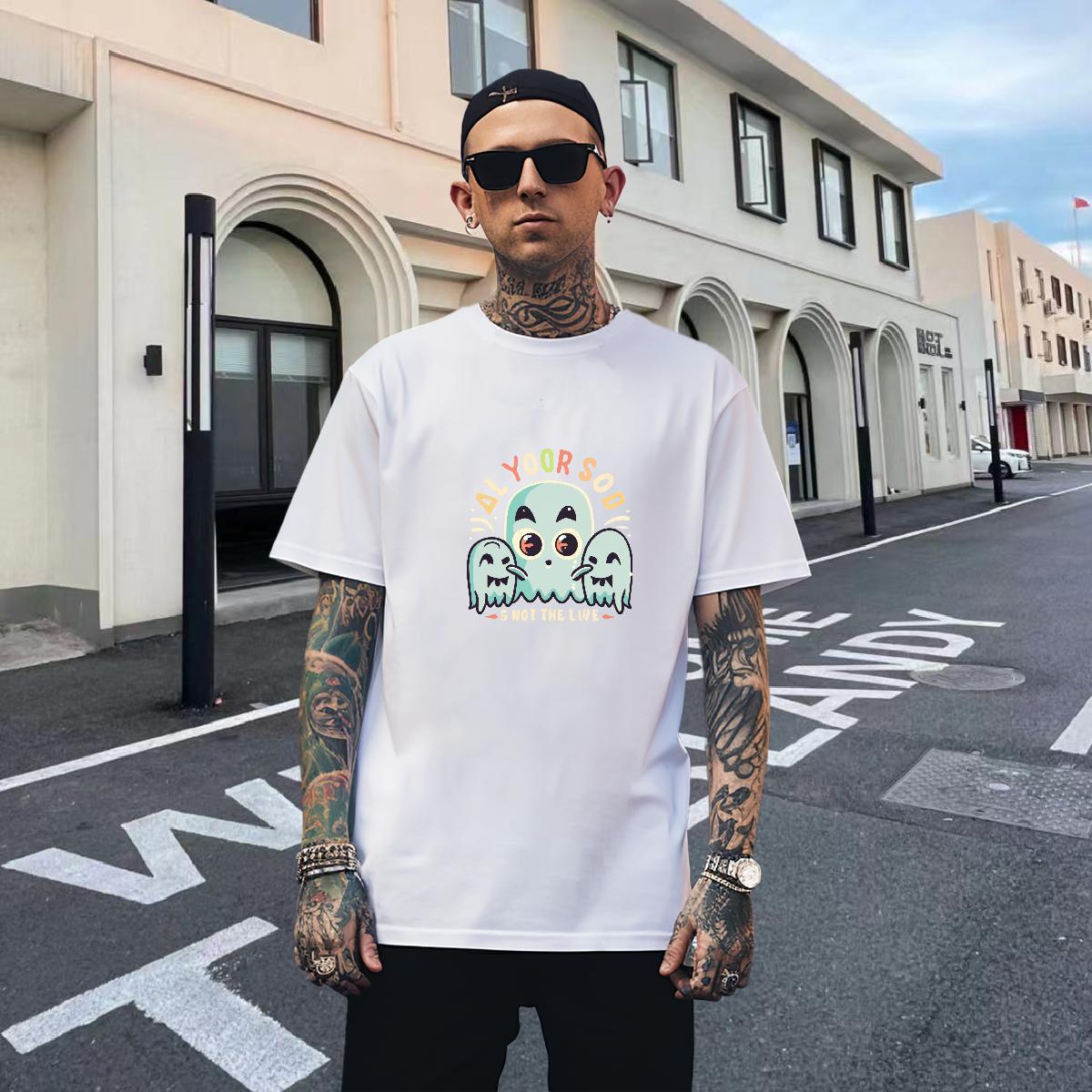Cool Design T shirt 230g Pure Cotton skull Daily Outfit Custom Print Plus Size Breathable Crew Neck Men Tshirts Wholesale Clothes