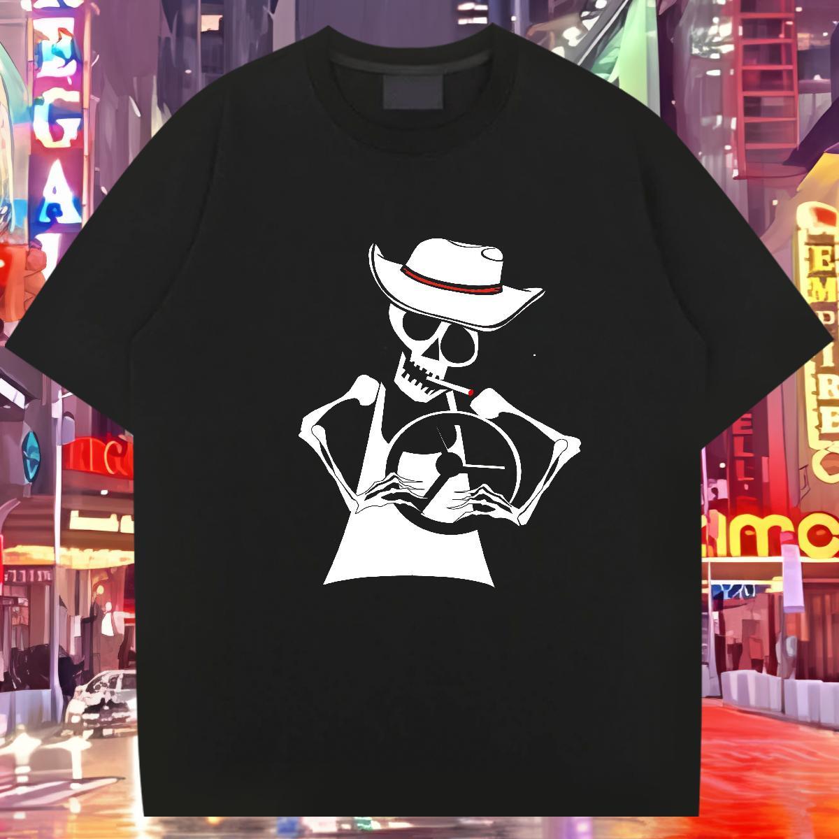 Designer T Shirt For Man 230g 100% Cotton skull High Street Hip Hop Customized Pure Cotton Men Tees Wholesale Tees Shirts