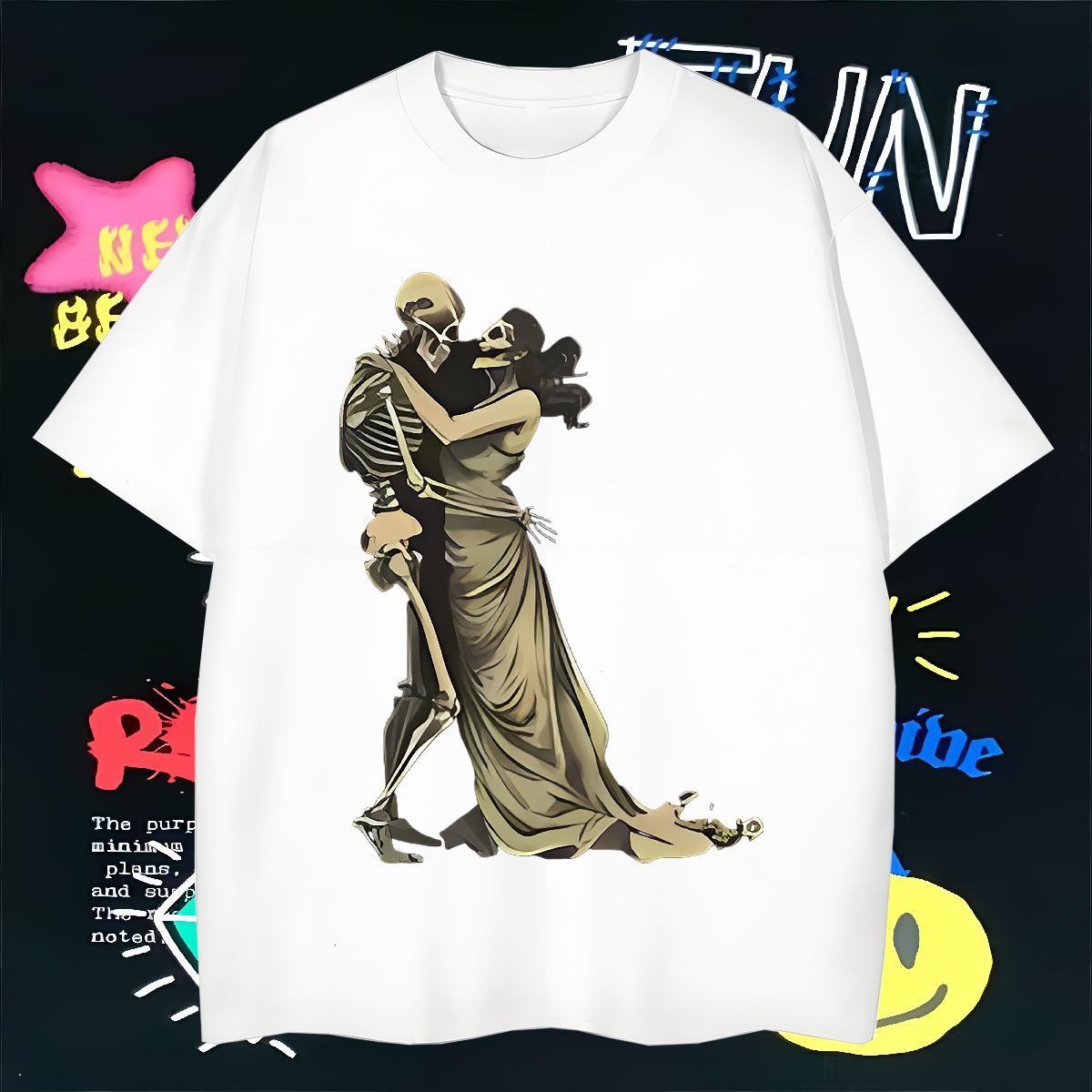 Classic T shirt 230g Pure Cotton skull Daily Wear DIY Printed Short Sleeve Soft Men Tops Tees Fashion Design Tops Shirt