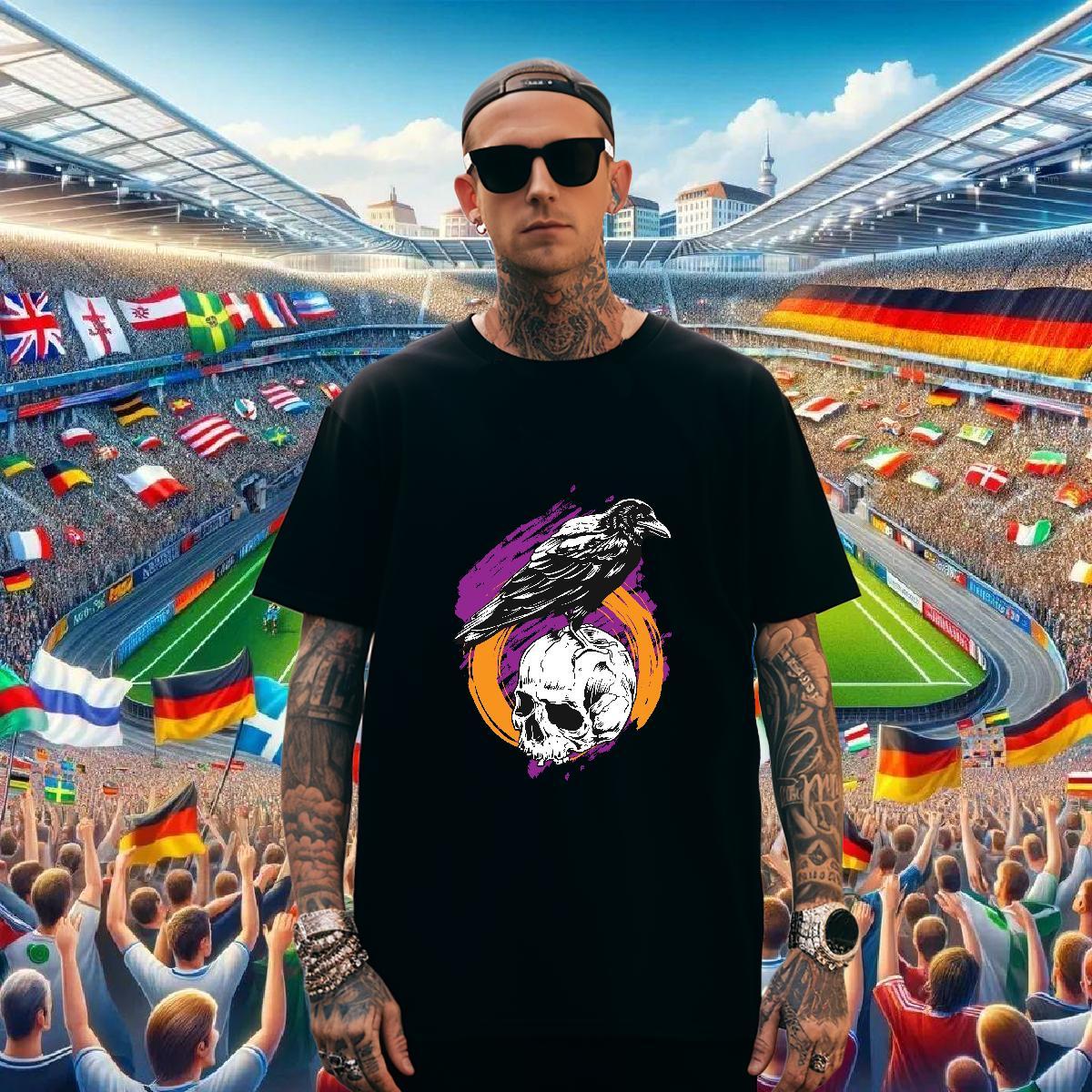 Comfortable T-Shirts for Men 230g 100% Cotton skull Hip Hop Custom Printing Breathable Short Sleeve Mens Tshirts Brand Tees