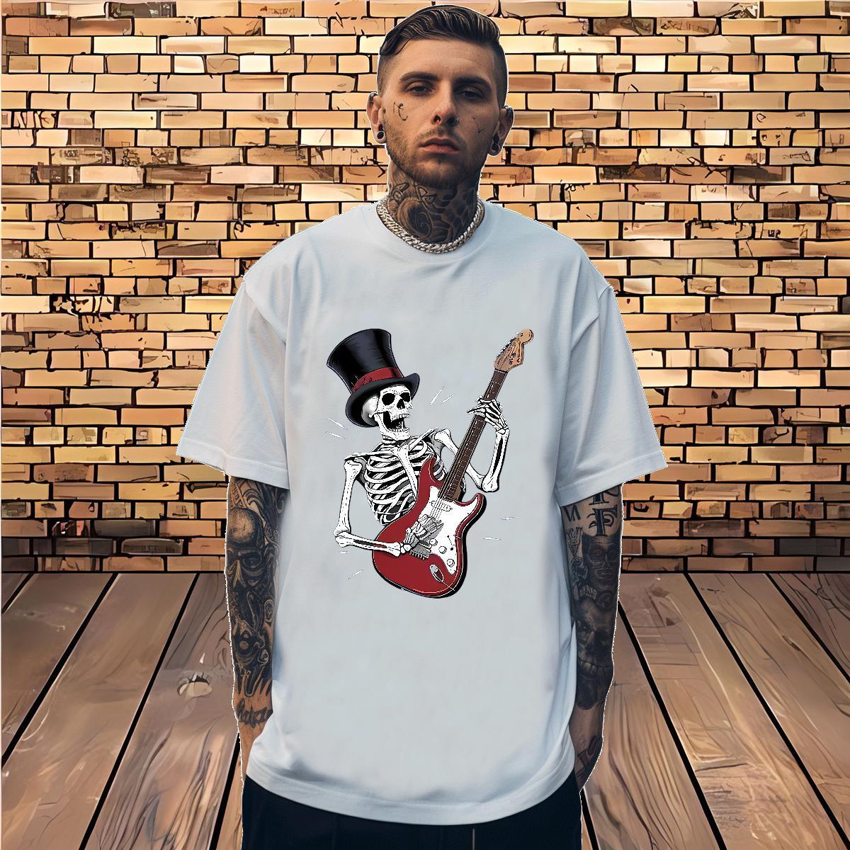 Classic T Shirt For Man 230g Pure Cotton skull Summer Casual Customized Breathable Short Sleeve Tshirts New Tee Shirt