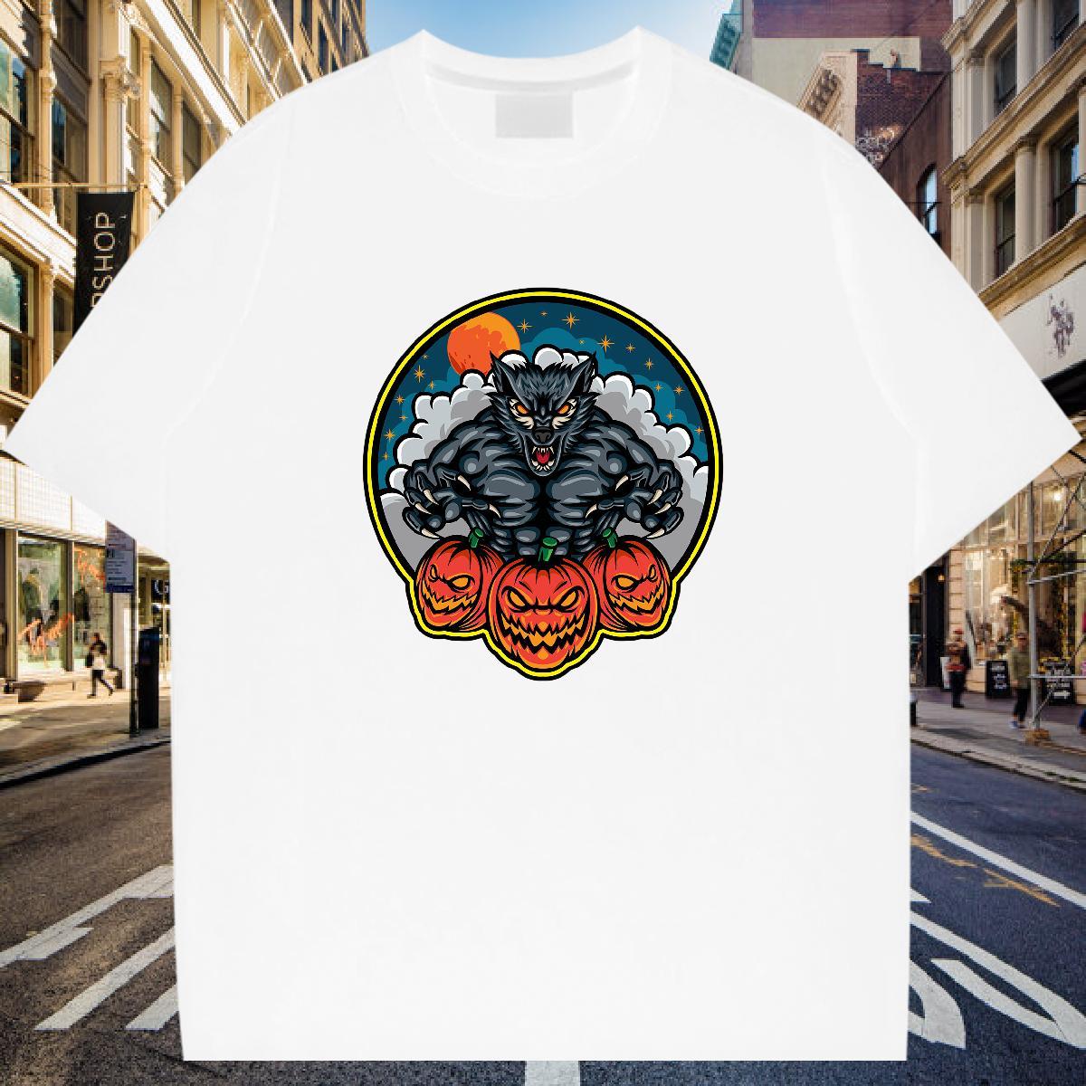 Soft T Shirt For Man 230g 100% Cotton skull Anime Printing Street Plus Size Cartoon Crew Neck Breathable Tshirt for Man Woman Customized Clothings