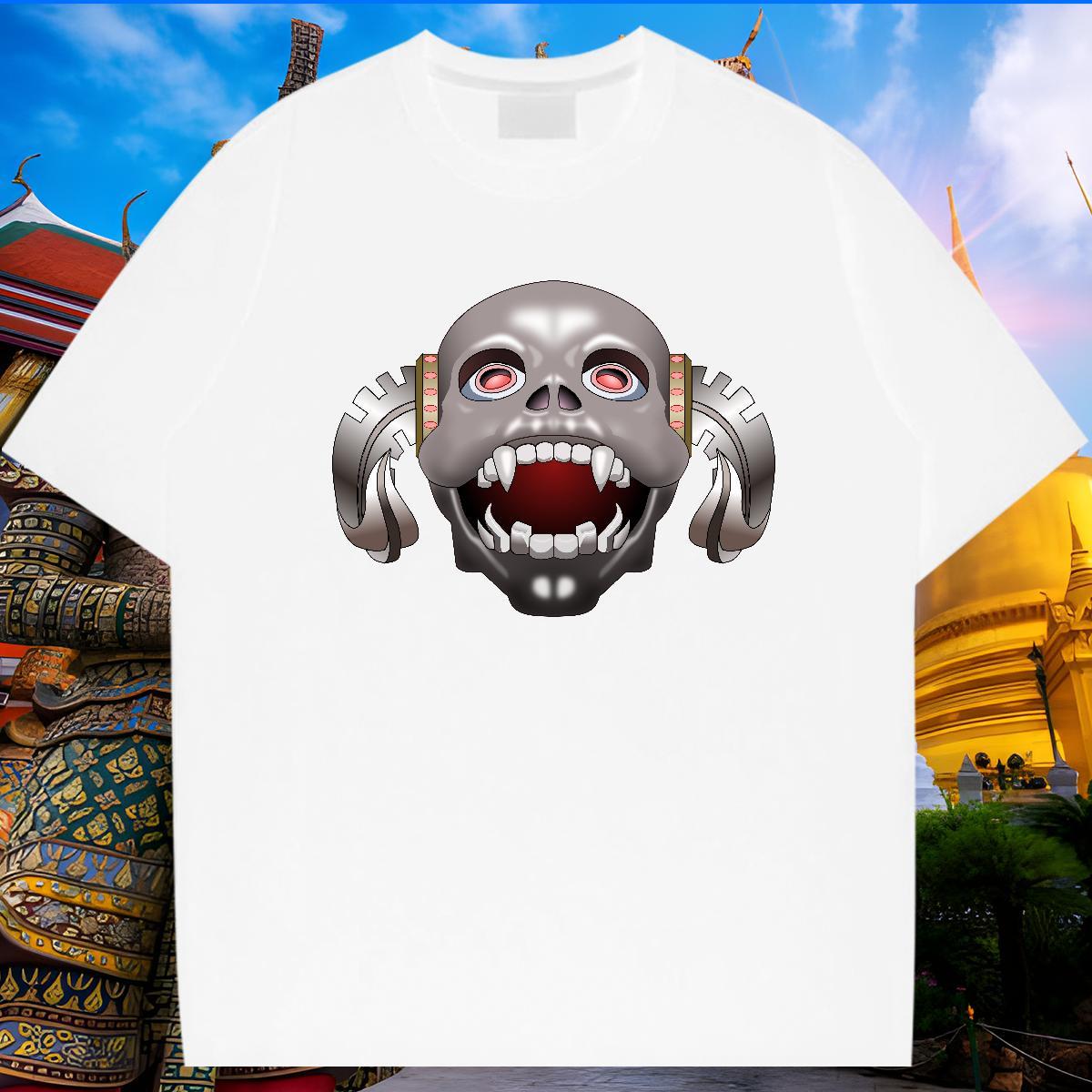 Loose T-Shirts for Men 230g Pure Cotton skull Summer Casual Oversized Round Neck Short Sleeve Tshirt for Man Woman Brand Tops Shirt