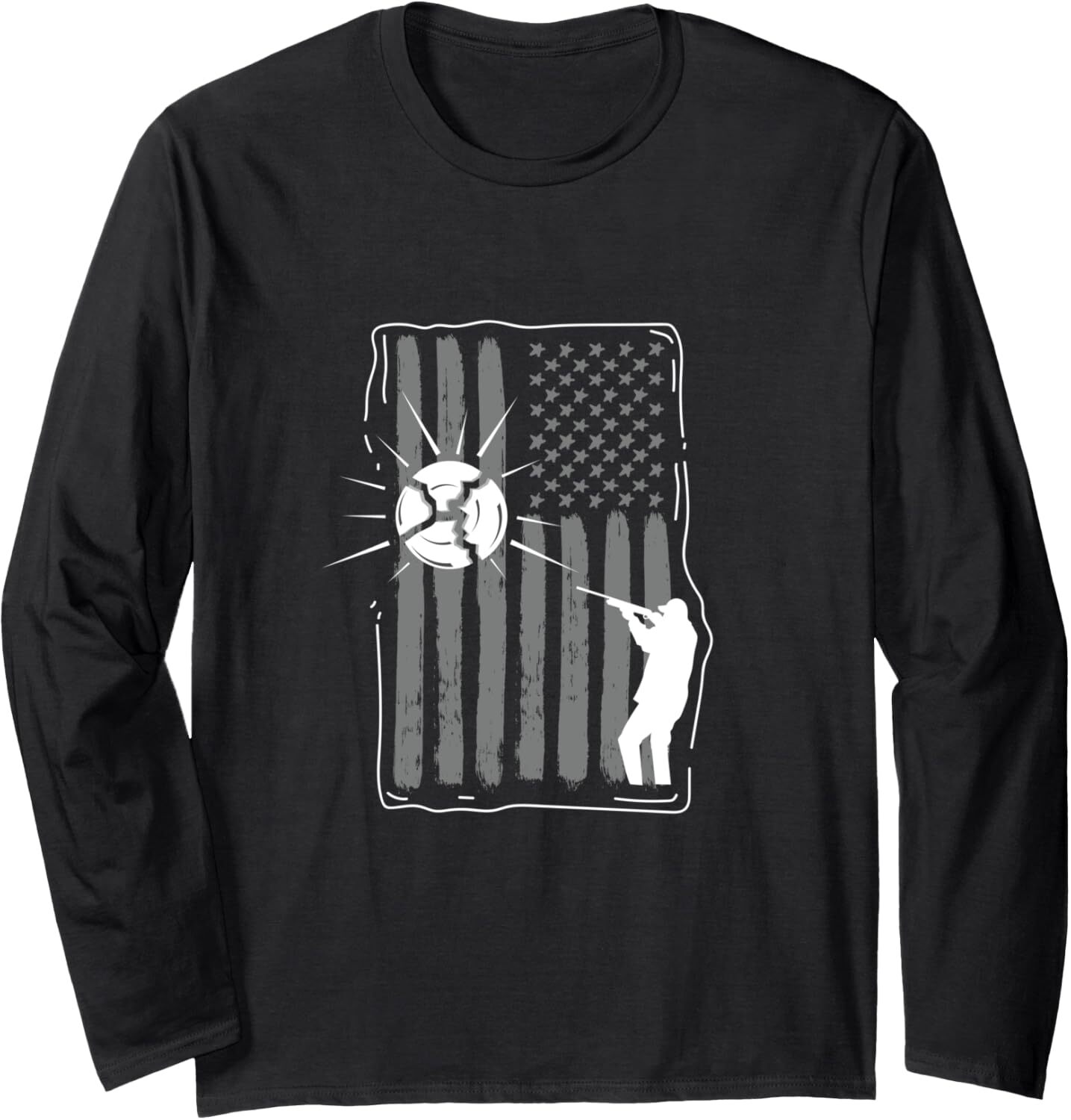 Long Sleeve Shirts for Men sweatshirt Skeet Shooting Clay Hunter USA Flag Funny Gift Long Sleeve Tee Streetwear Casual tops clothes