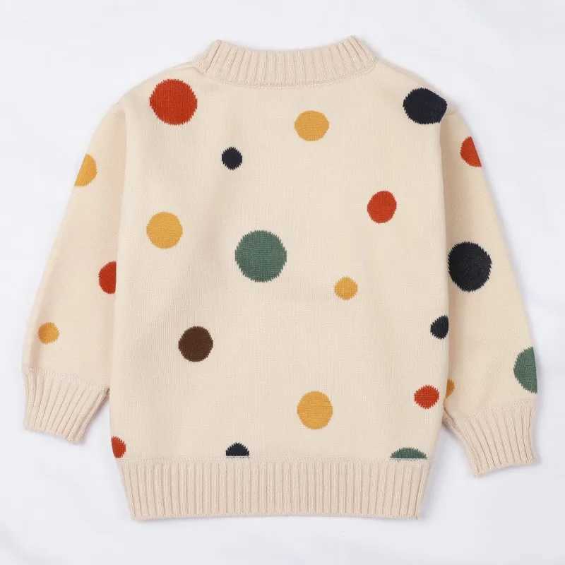Childrens sweaters aprons wool knitted pull-out autumn 2024 new polka dots girls underwear childrens thick soled sweatersW240824