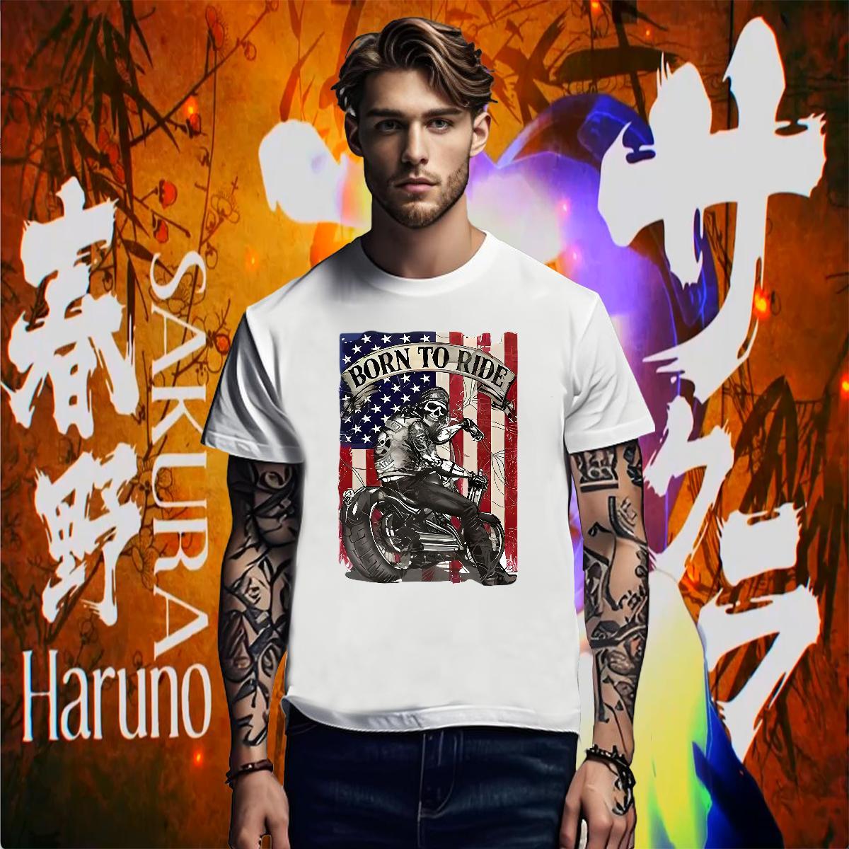 Popular T shirt 230g 100% Cotton skull Street Wear DIY Anime Crew Neck Breathable Men Tshirts 2024 DIY Tee Shirt