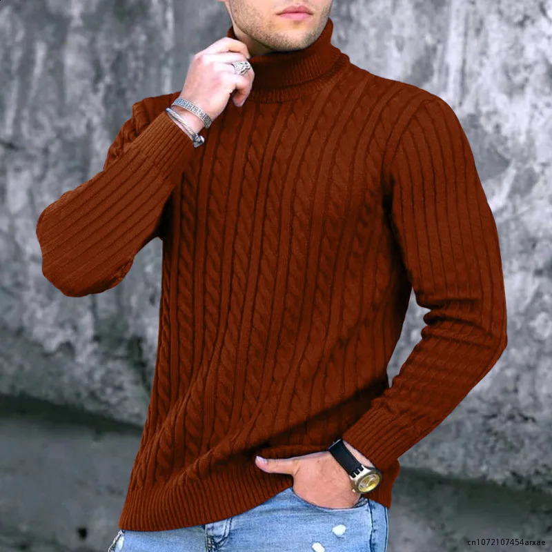 Winter Mens Turtleneck Sweater Knitwear Large Size Clothes Casual Pullovers Personality Fashion Cold Shirts 240824