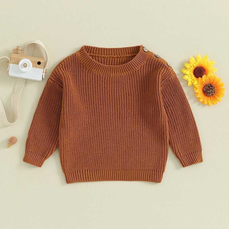FOCUSNORM 3 Colors Autumn Winter Baby Boys and Girls Sweater 0-3Y Solid Shoulder Button Long Sleeve Zipper Autumn KnittedW240824