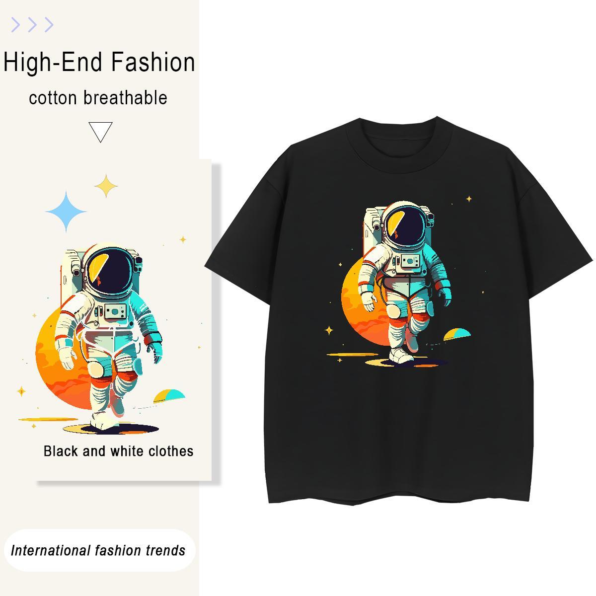 Loose fit Women Tshirts 230g 100% Cotton universe Casual Sport T shirt Short sleeve Soft White Plus Size Tee Shirt