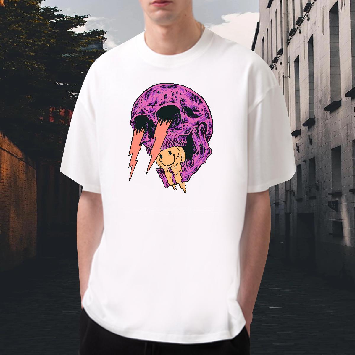 Loose Man T Shirts 230g 100% Cotton skull Hip Hop Skull Breathable Short Sleeve Mens Tshirts New Designer Polos