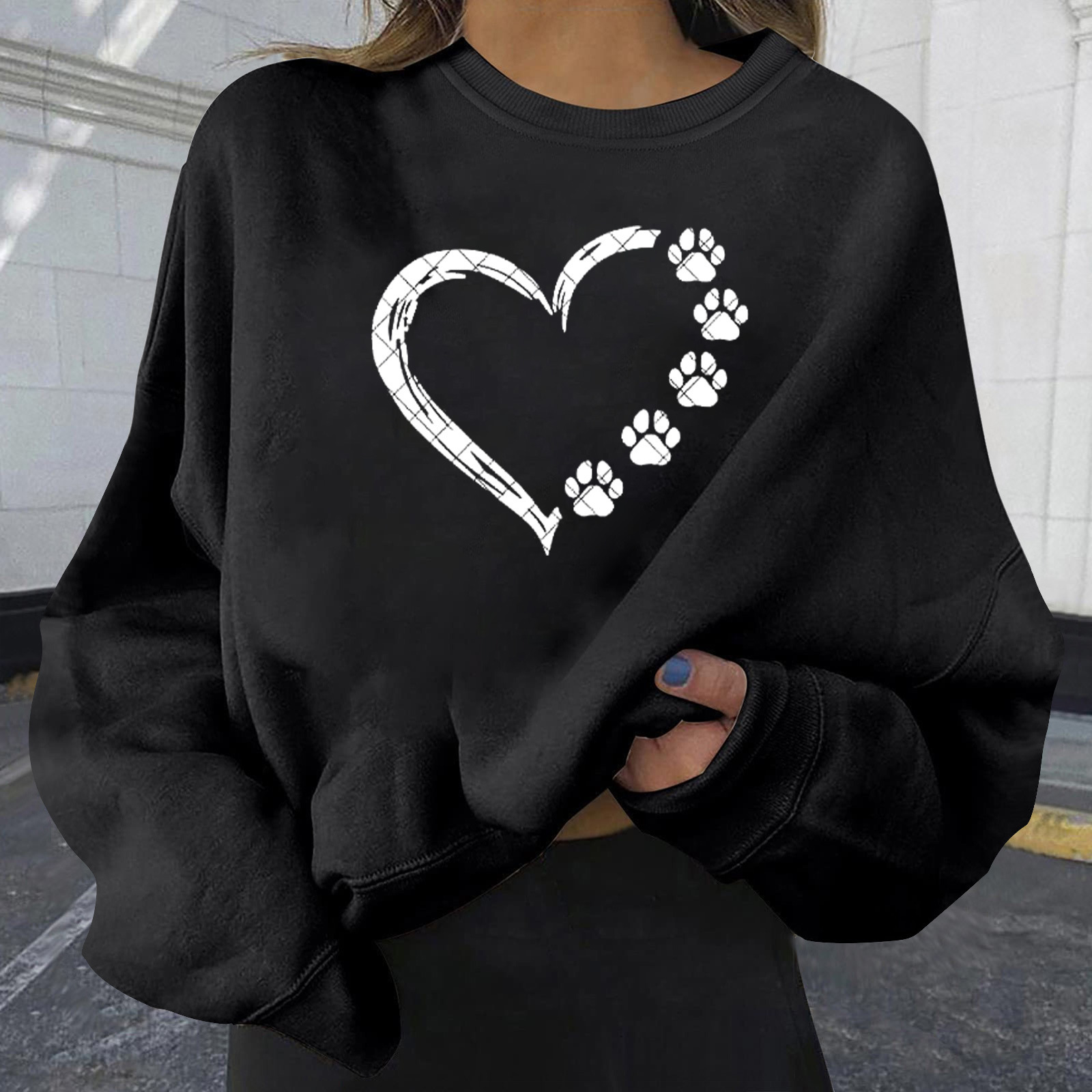 New Love Series Printed Hoodie Loose Large Size for Women dongdumaoyi