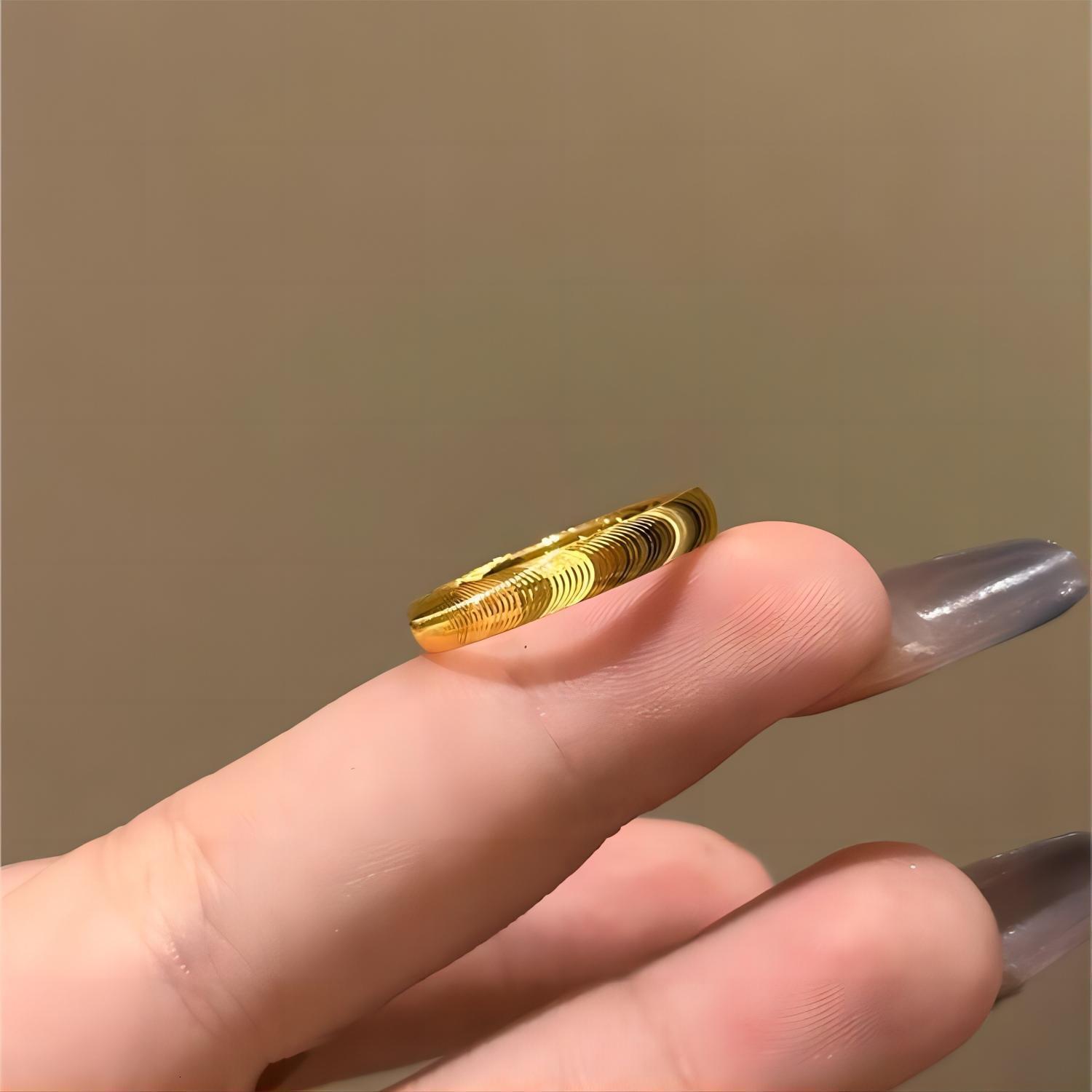 Jindian Same Style Cat Eye Plating Plain Ripple Fashion Simple Solid Couple Ring