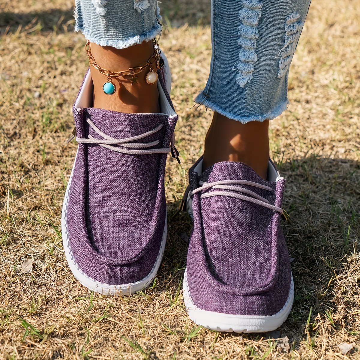 Women's solid color comfortable loafers, soft sole lightweight flat walking shoes sneakers, comfortable low top everyday shoes