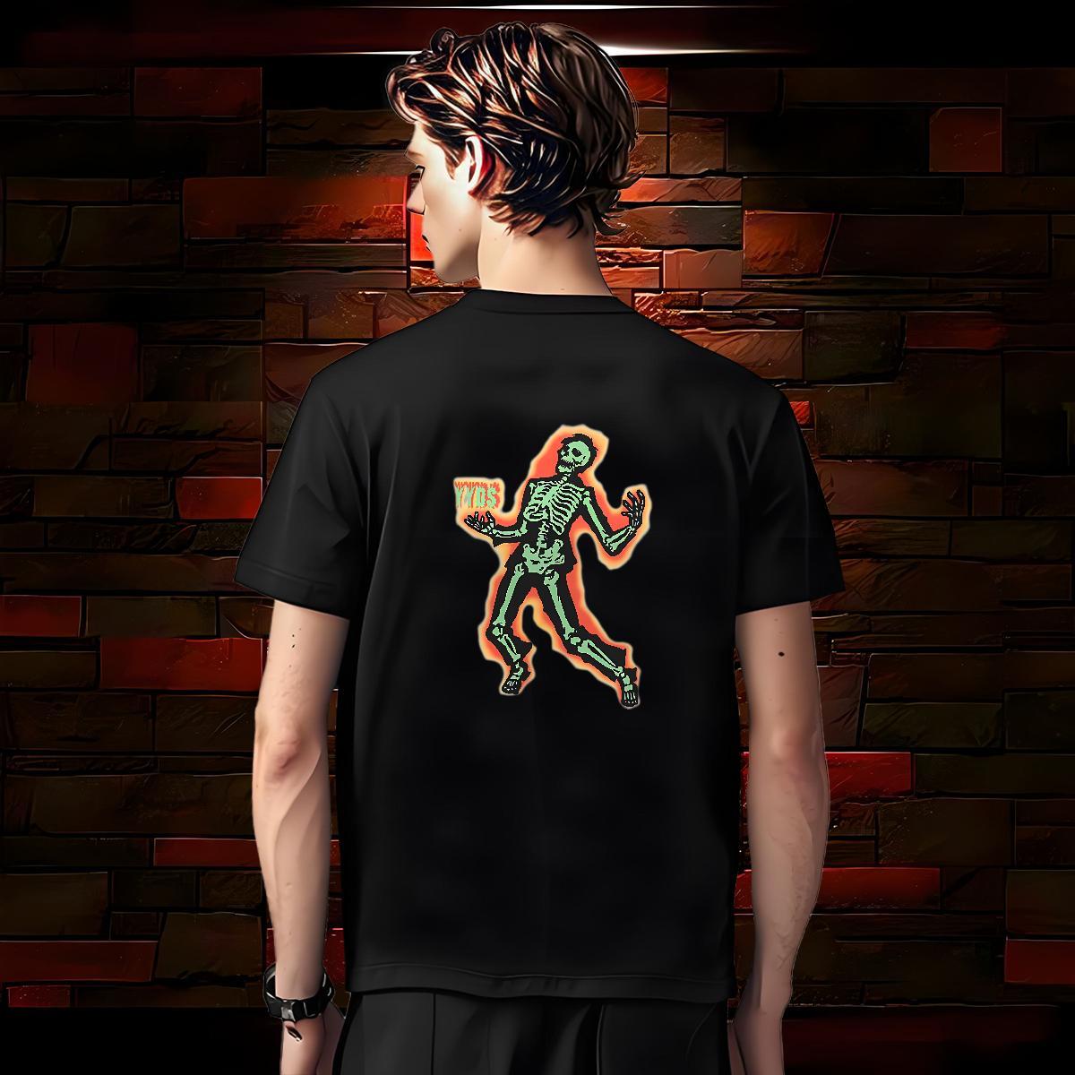 Brand T Shirts Men 230g 100% Cotton skull Street wear Hip Hop Black White Crew Neck Men Tops Tees 2024 Clothes