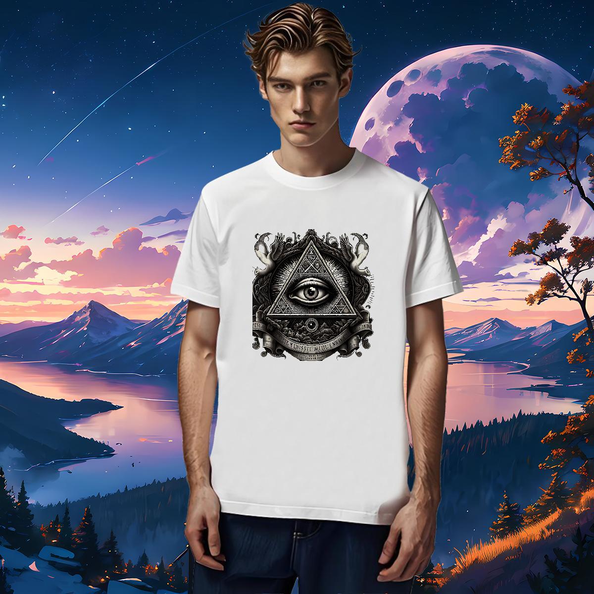 High Quality Mens T Shirts 230g Cotton eye of the devil Daily Wear Oversized 4XL Round Neck Short Sleeve Men Clothes T-Shirt New Arrival Tees Shirts