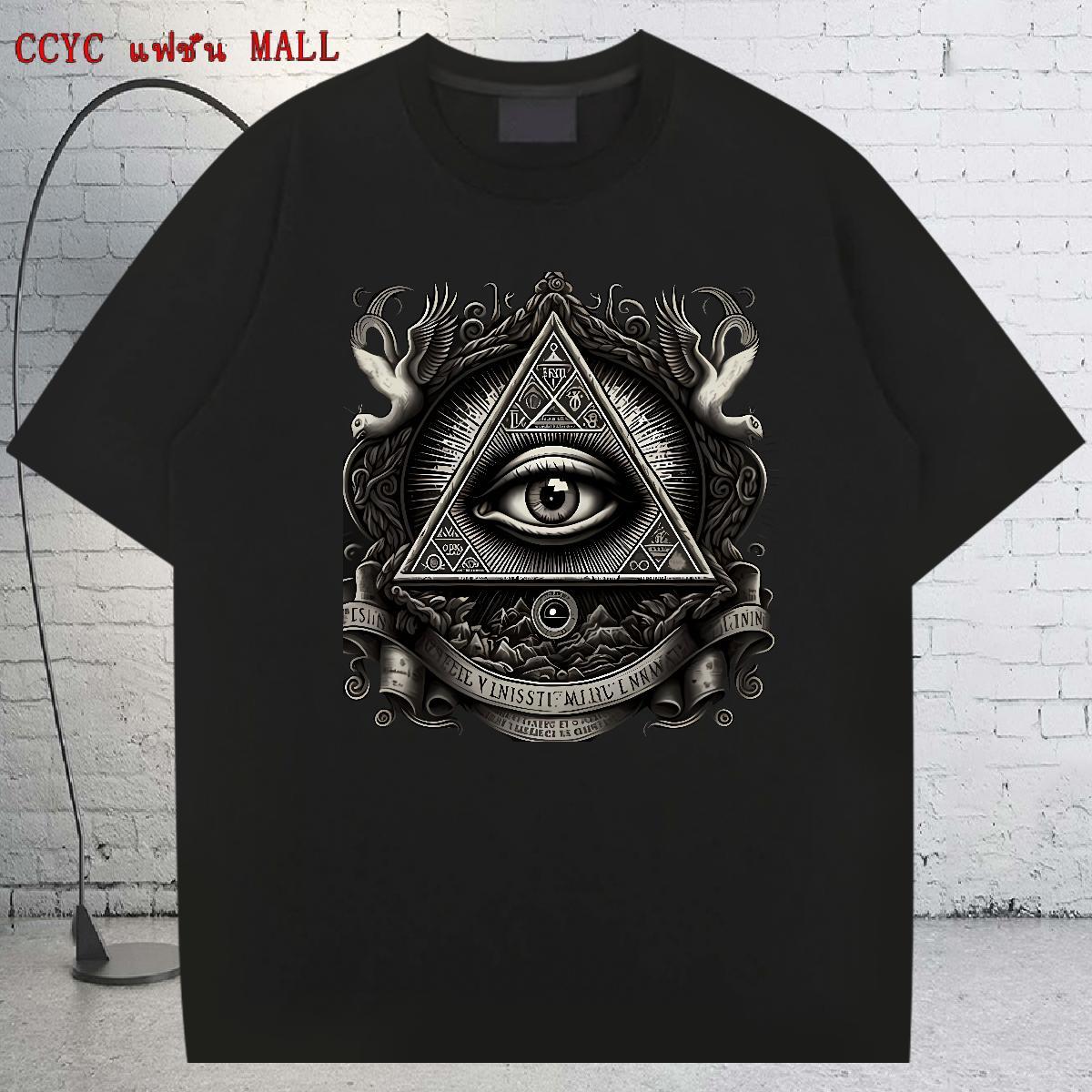 Loose T-Shirts 230g Cotton eye of the devil Outdoor Anime Print O-Neck Short Sleeve Tshirts DIY Tees