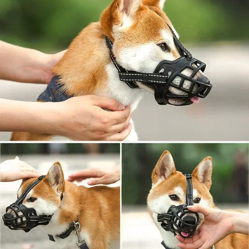 Soft Glue Adjustable Dog Muzzle Antibiting Chewing Mask Breathable Durable Strong Basket Supplies 240824