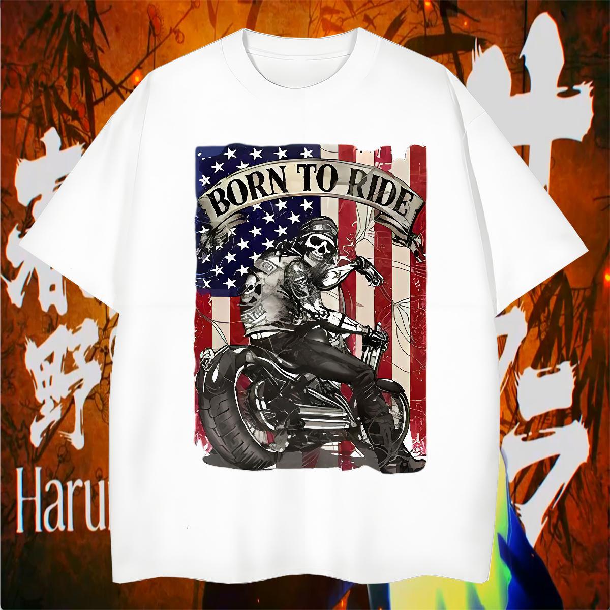 Popular T shirt 230g 100% Cotton skull Street Wear DIY Anime Crew Neck Breathable Men Tshirts 2024 DIY Tee Shirt
