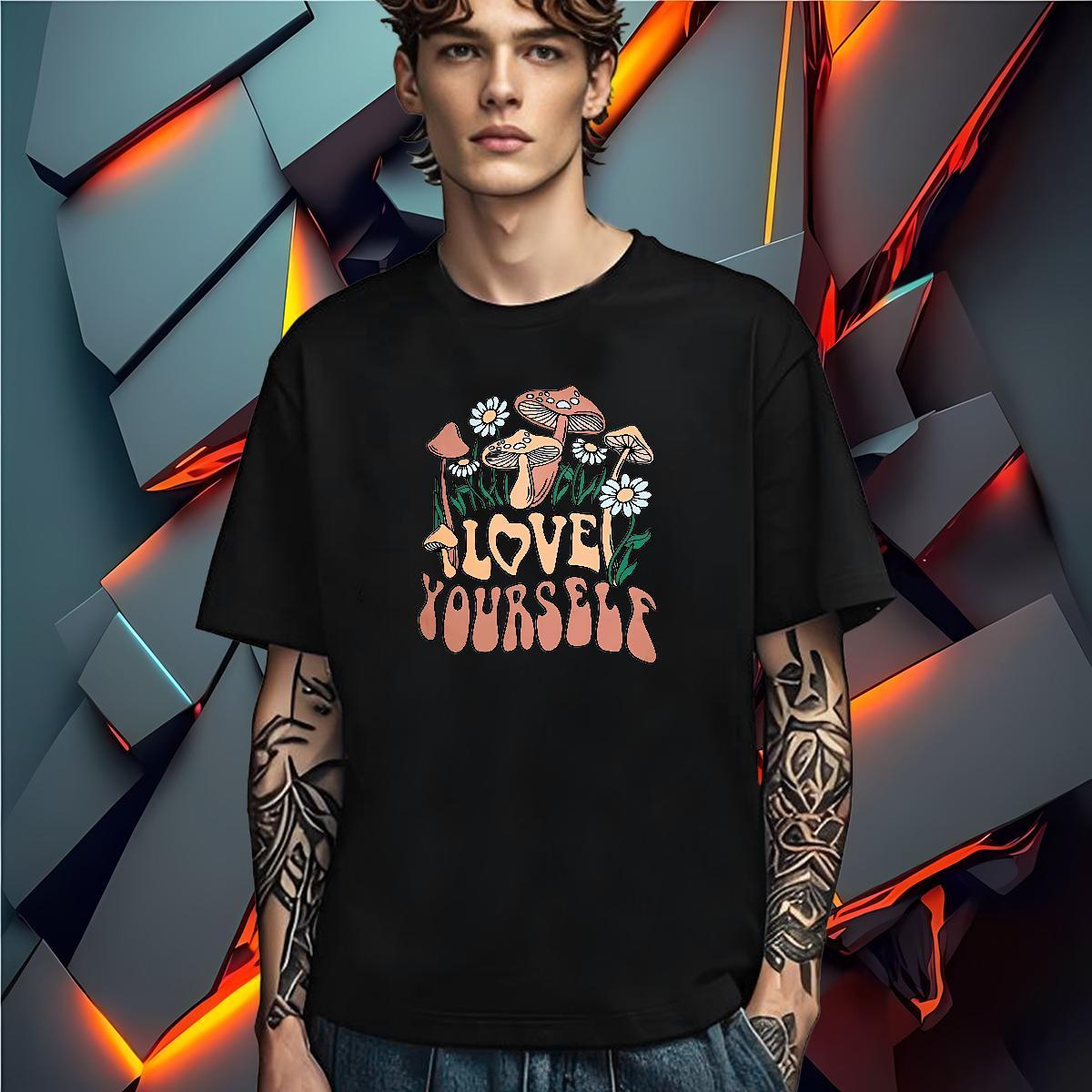 Loose Fit T shirt 230g Pure Cotton letter Street Customized Print Breathable Short Sleeve Men Tees Fashion Design Tops